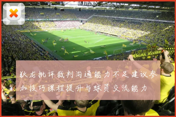 狄龙批评裁判沟通能力不足建议参加技巧课程提升与球员交流能力
